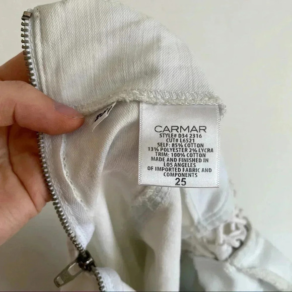 Carmar White Lace Up Side Mini Skirt Cotton Zipper Body Con Night Out - Picture 5 of 7